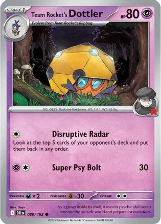 Team Rocket's Dottler 088 - Common - Reverse Holofoil