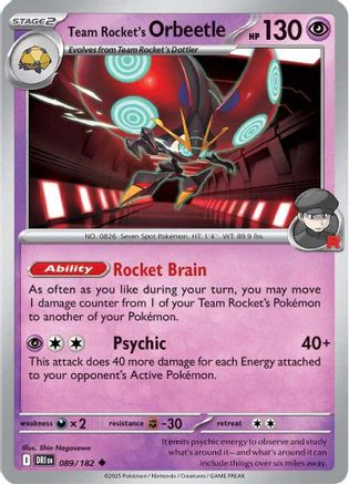 Team Rocket's Orbeetle 089/182 - Uncommon - Reverse Holofoil