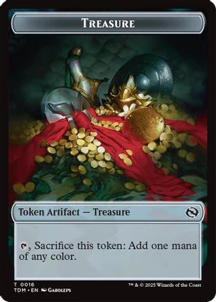 Treasure // Zombie Druid Double-Sided Token (TDC-16 // 10) - Commander: Tarkir: Dragonstorm