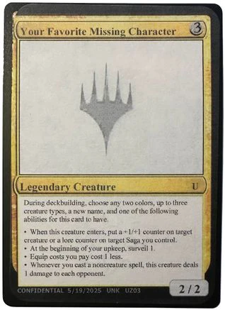 Your Favorite Missing Character (-) - Un-Known Event Playtest Cards